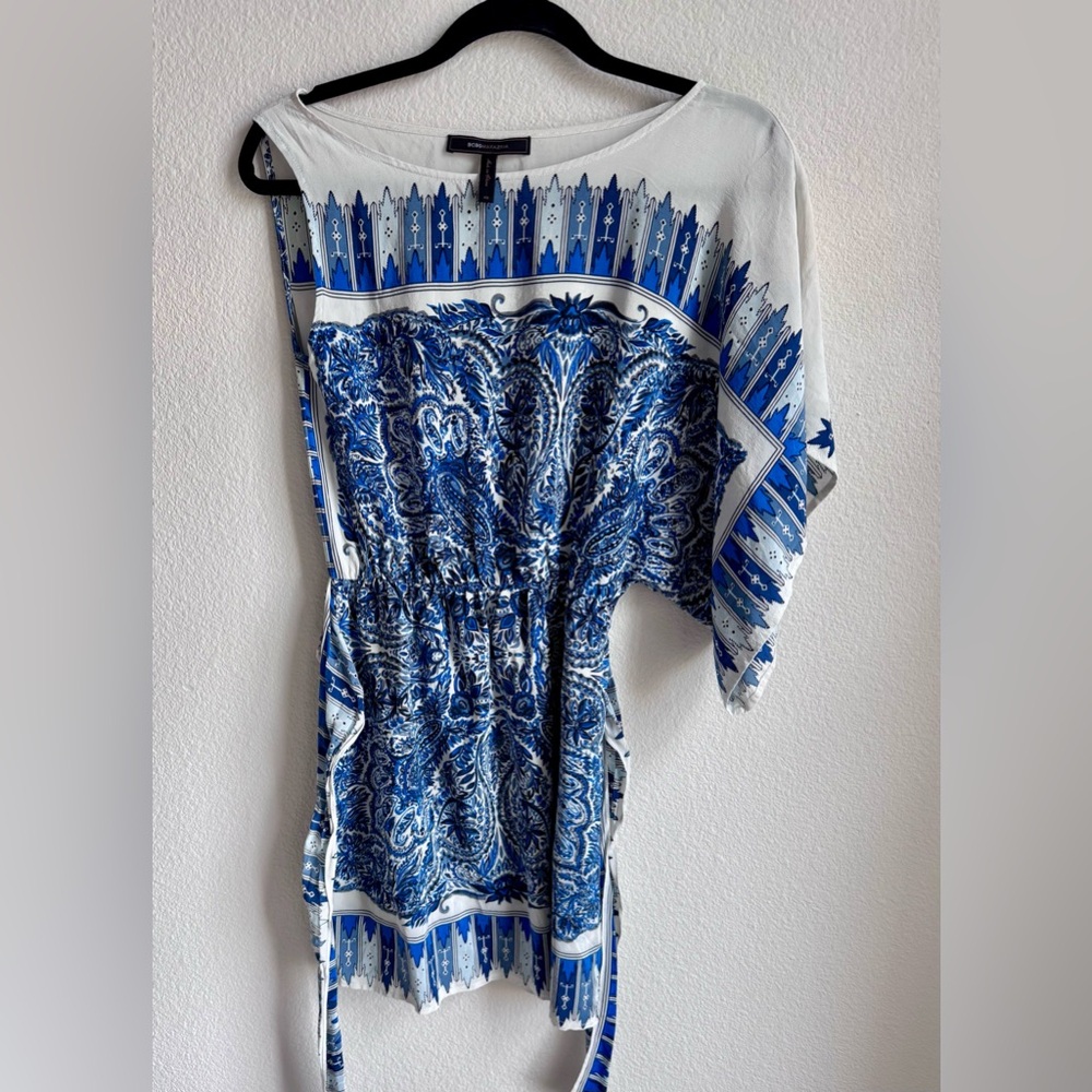 BCBGMaxAzria Blue and White Geometric Dress